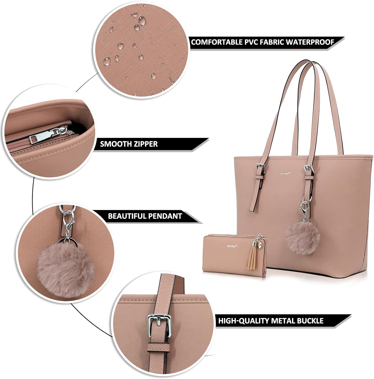 Thumbnail 3 de TANTOMI Women’s Tote Bag for 15.6-Inch Laptop with Detachable Wallet & Card Holder