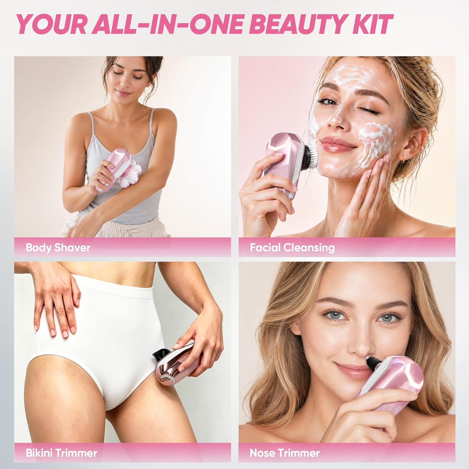 Detalle de Electric Shaver for Women with 7D Magnetic Heads: All-in-One Wet & Dry Grooming Kit