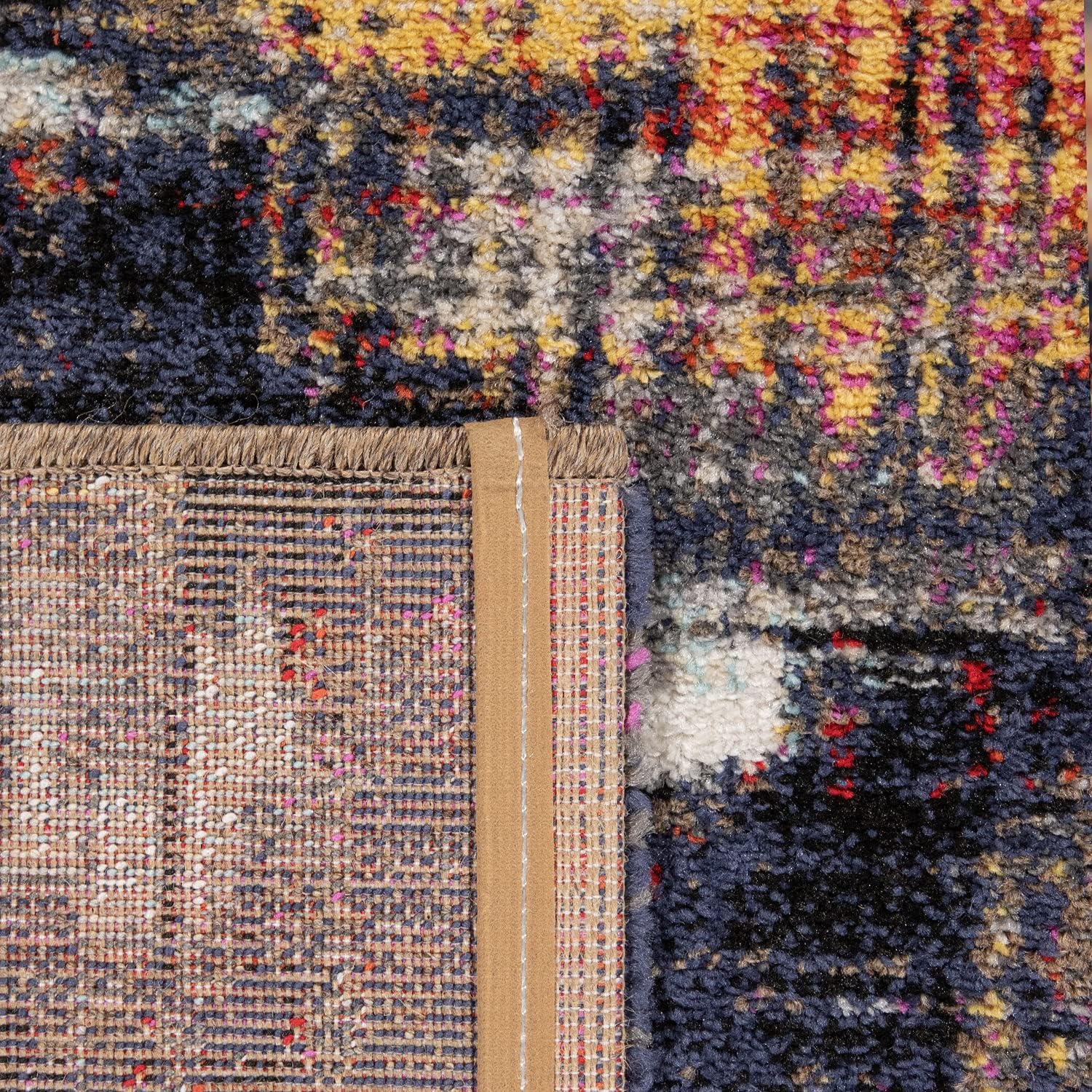 Detalle de Paco Home tapis salon vintage industriel à poils courts 80x150 cm (rouille, multicolore 7)