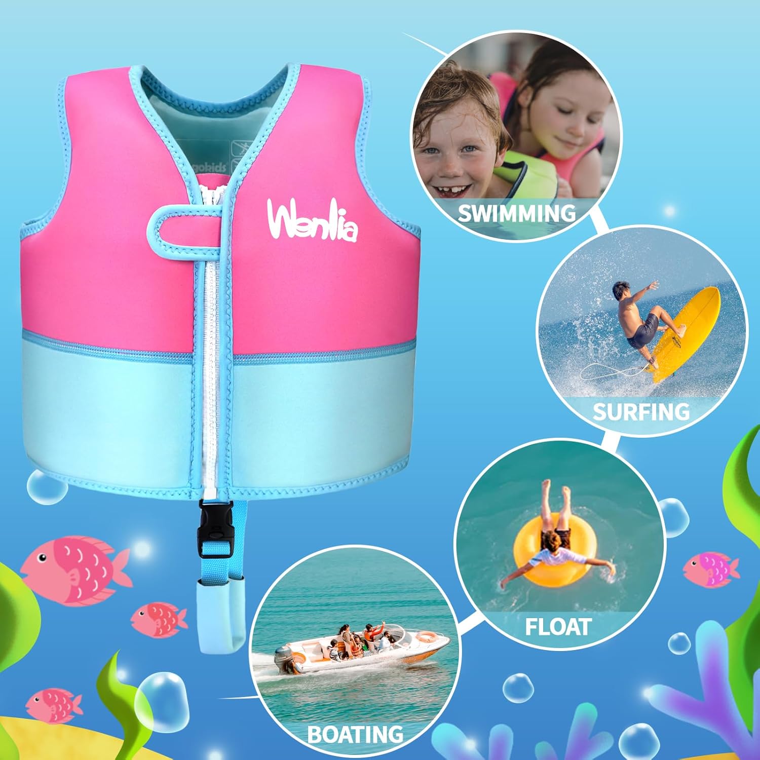 Detalle de Kids Swim Vest for Learn-to-Swim | Adjustable Safety Vest for Boys and Girls