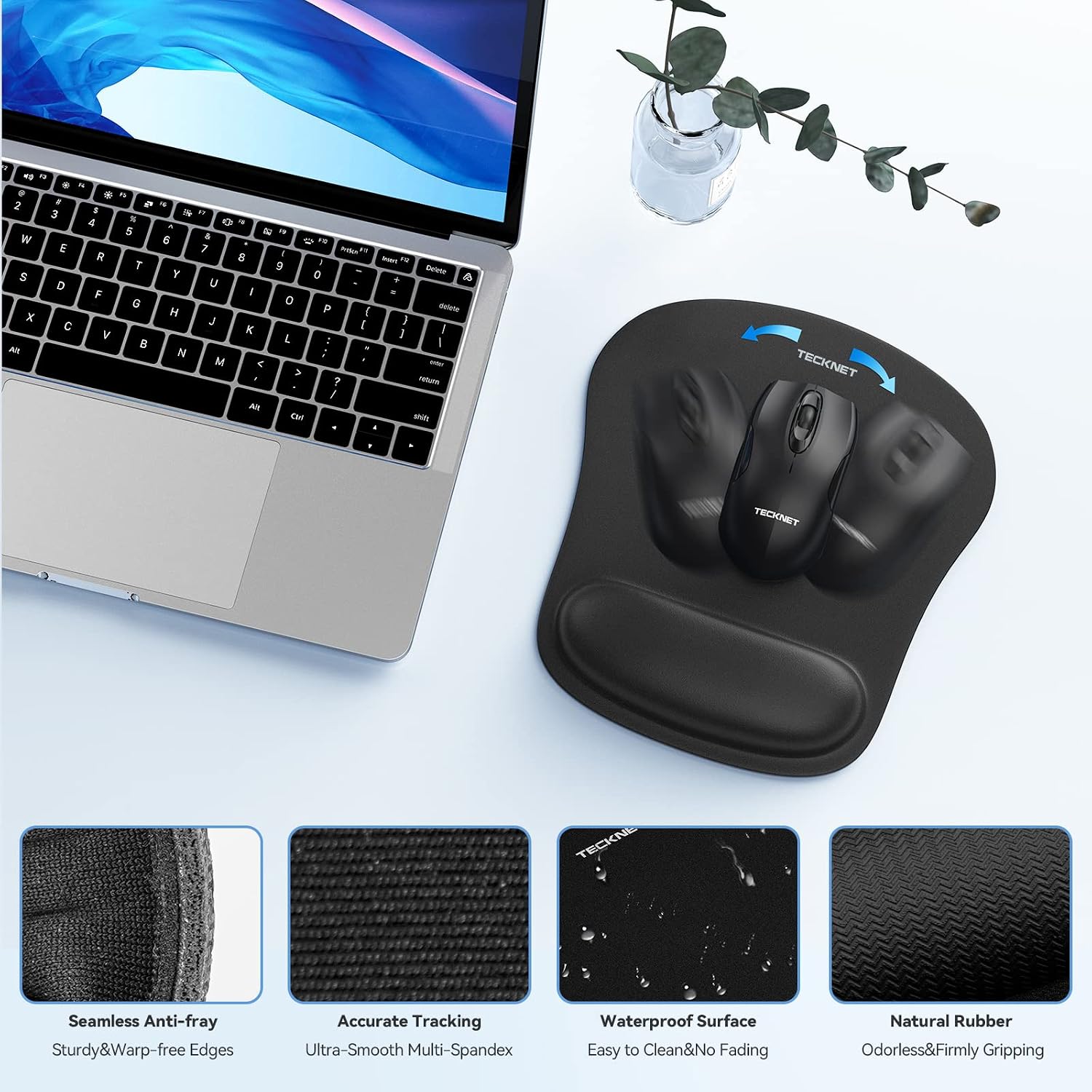 Thumbnail 4 de TECKNET Keyboard Wrist Rest and Mouse Pad Set, Memory Foam