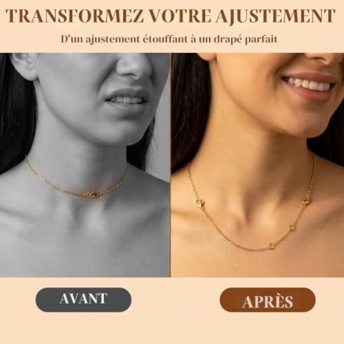 Detalle 2 de GWEOR Rallonges de chaîne dorées en acier inoxydable, trois longueurs