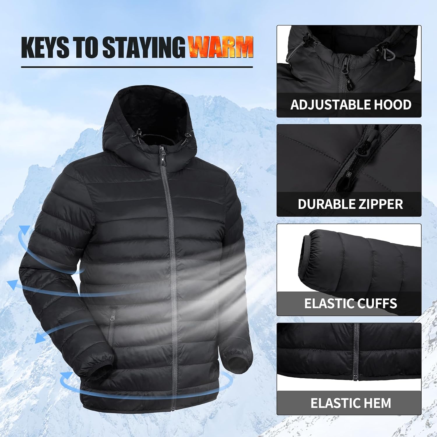 Thumbnail 4 de Pioneer Camp Mens Lightweight Packable Puffer Jacket 1 Hooded