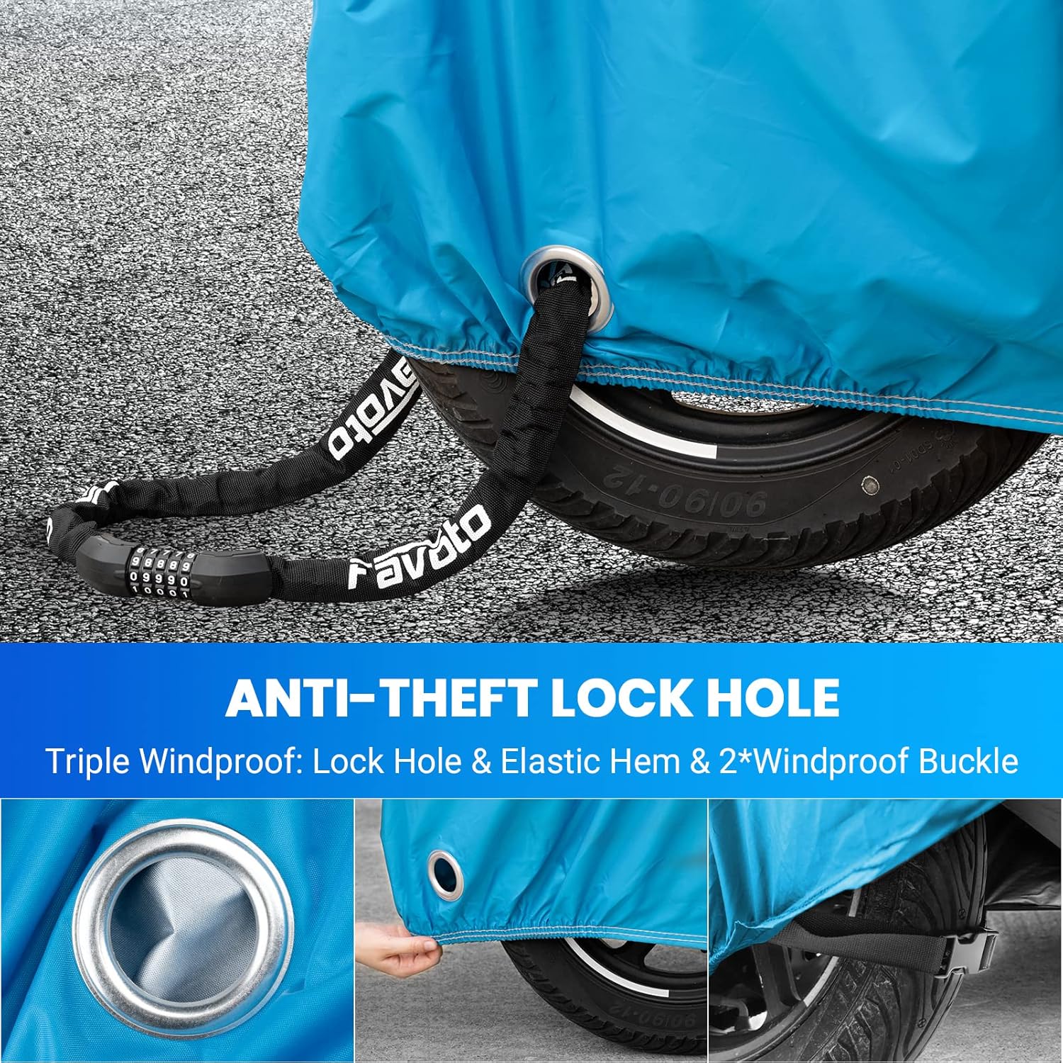 Thumbnail 4 de Favoto Motorcycle Cover 96.5in Waterproof