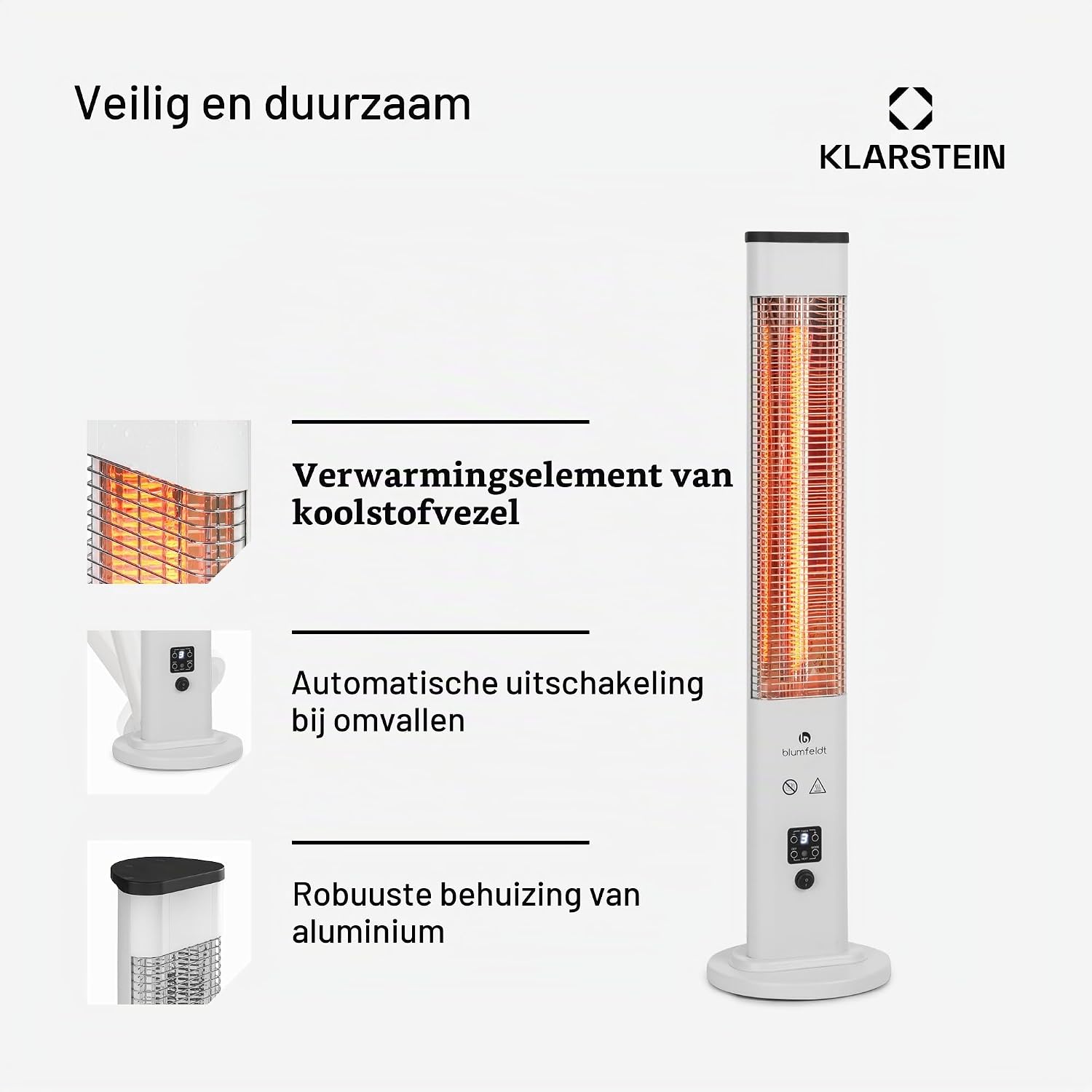 Detalle 1 de blumfeldt 10035096 infraroodverwarming, torenmodel met 3 warmtestanden en kantelbeveiliging