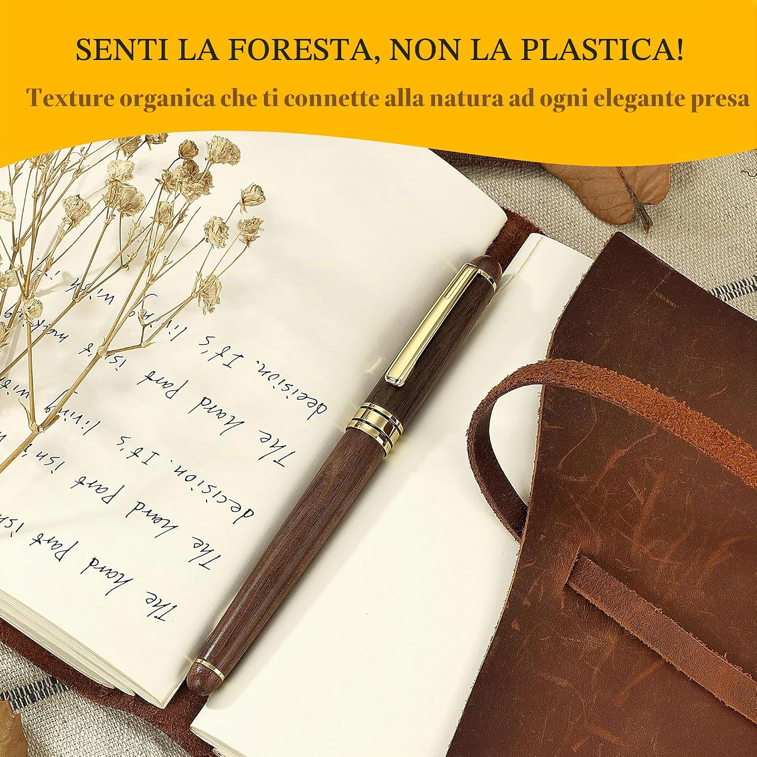Detalle de BEILUNER Set di Penne a Sfera di Lusso in Legno Noce – Scrittura elegante per ufficio executive