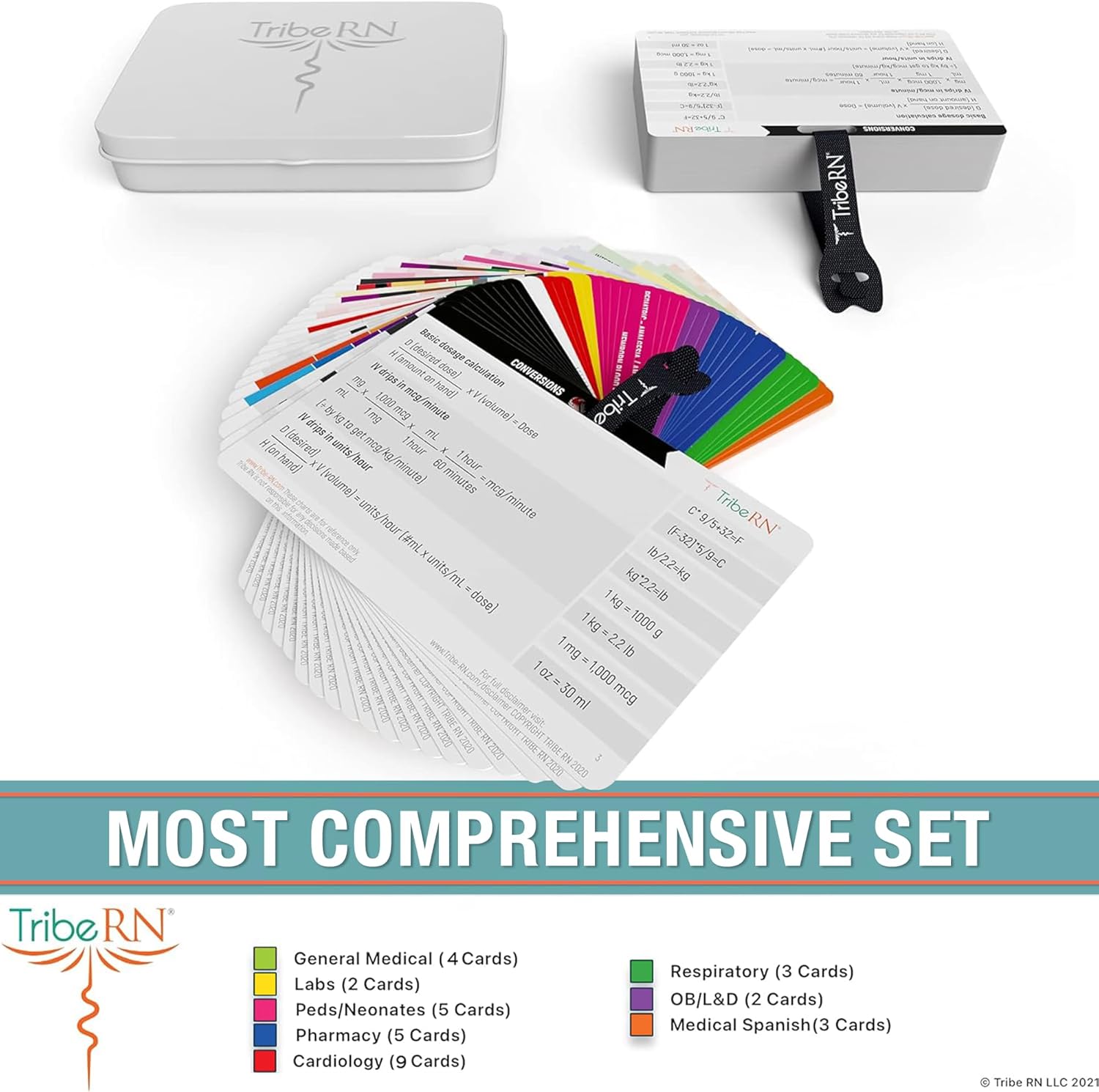 Detalle de Badge Guru 2.0 by Tribe RN — 49 Nursing Reference Cards (Nursing & Med School Cheat Sheet Flash Cards)
