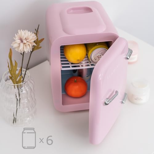 Detalle de Flamingueo Nevera Pequeña 4L: mini nevera retro para cosmética y bebidas
