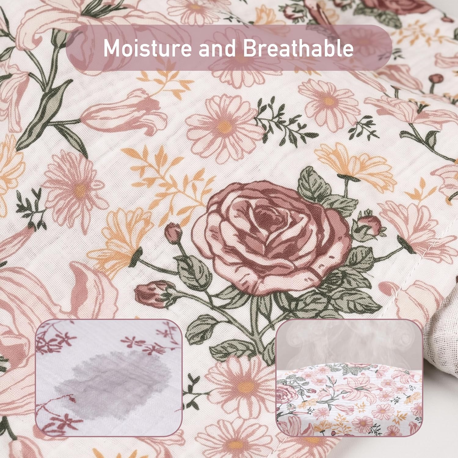 Detalle de GLLQUEN Muslin Swaddle Blankets 3-Pack