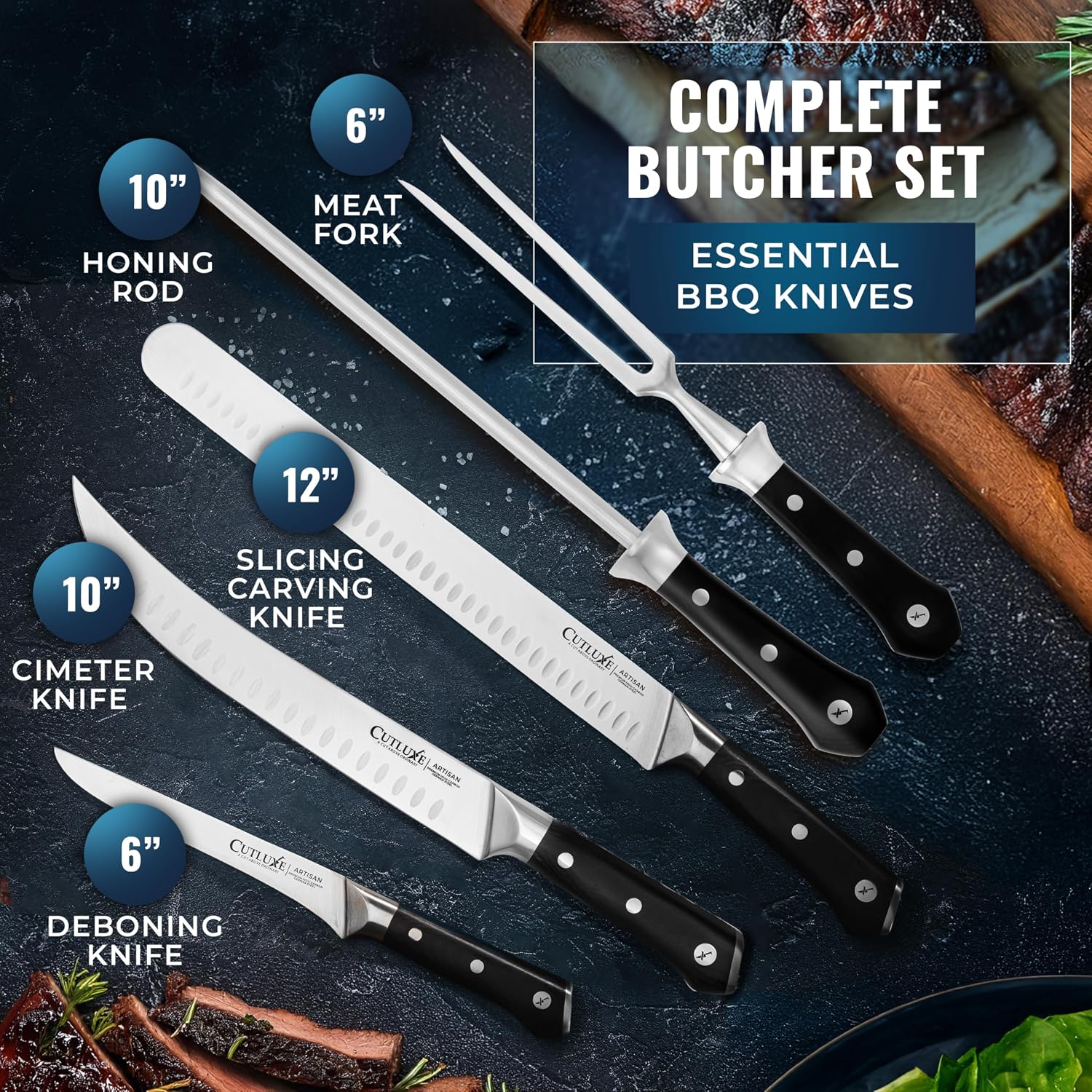 Detalle de Cutluxe Butcher Knife Set, 5-Piece