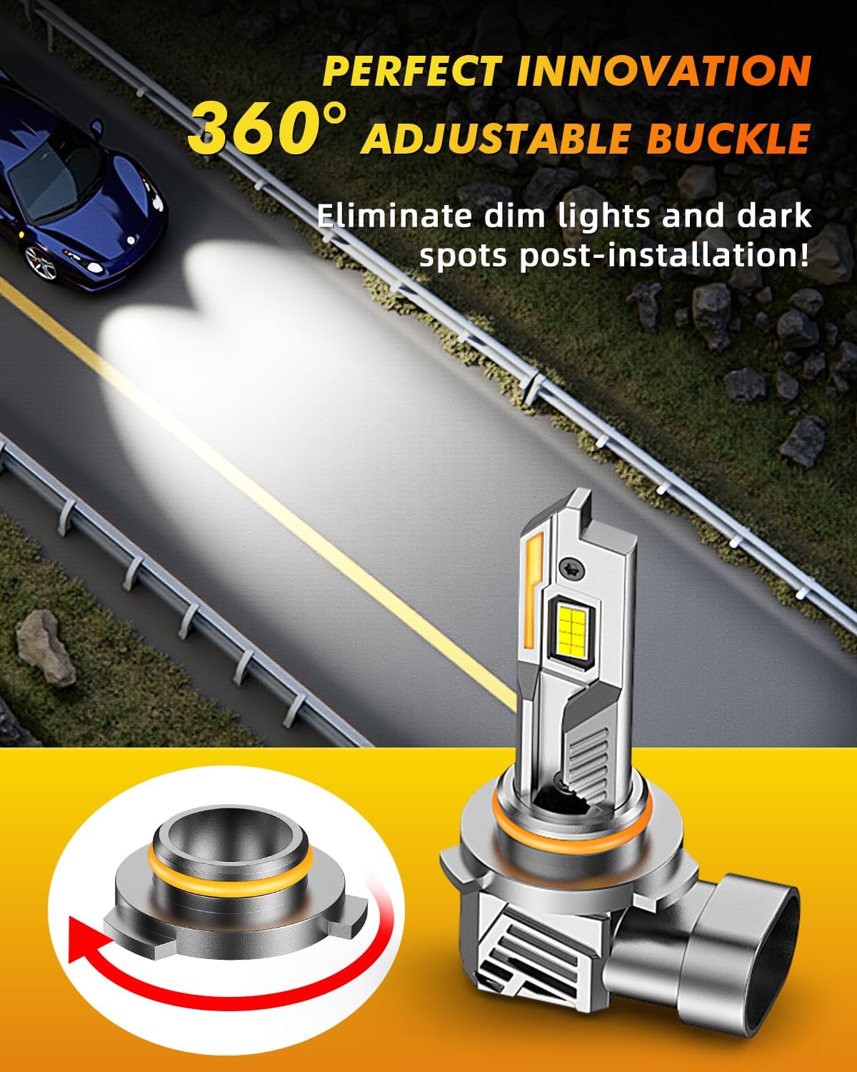 Thumbnail 2 de Termitor Upgraded 9012/HIR2 Light Bulbs (Pack of 2) — 6500K Cool White, 360° Adjustable Plug-and-Play