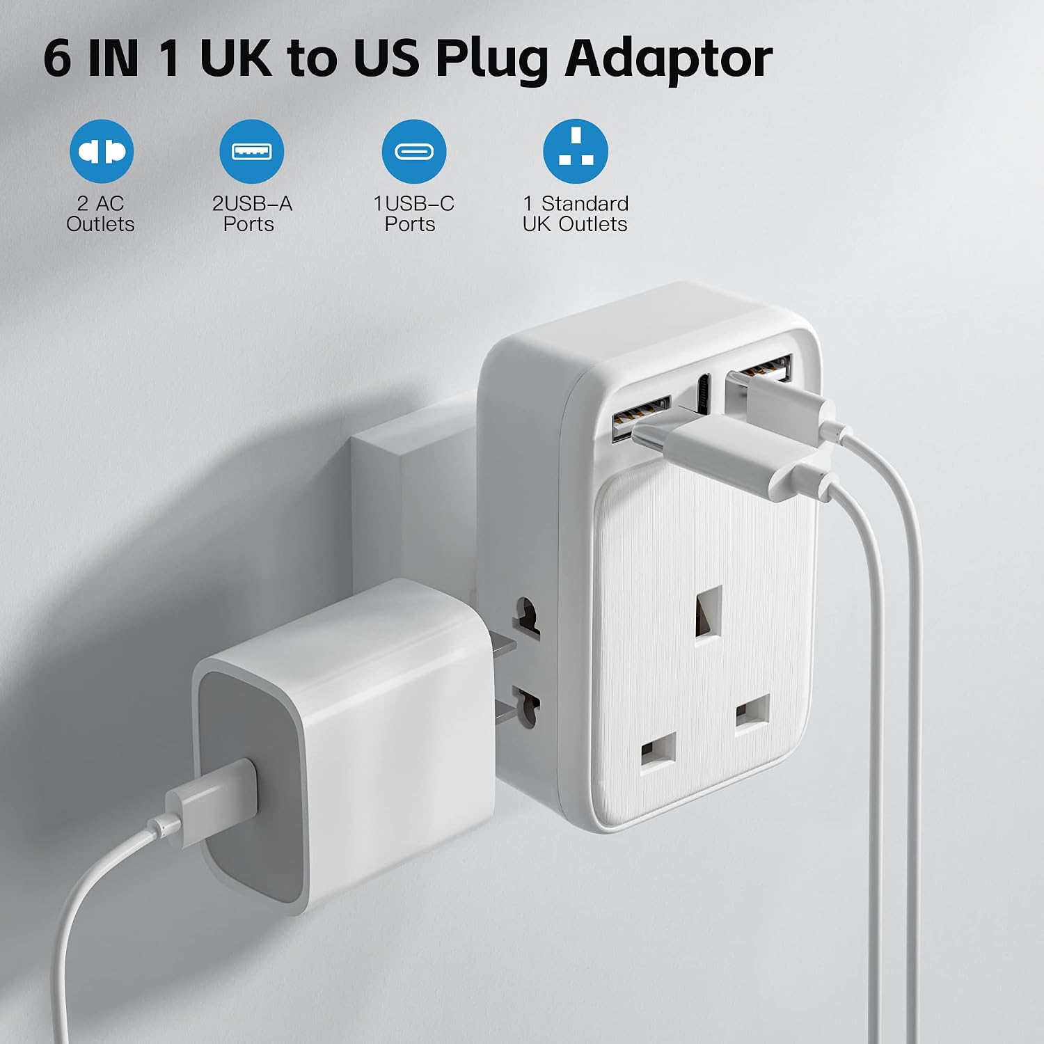 Detalle 2 de AODENG UK to US Travel Adapter 3.4A