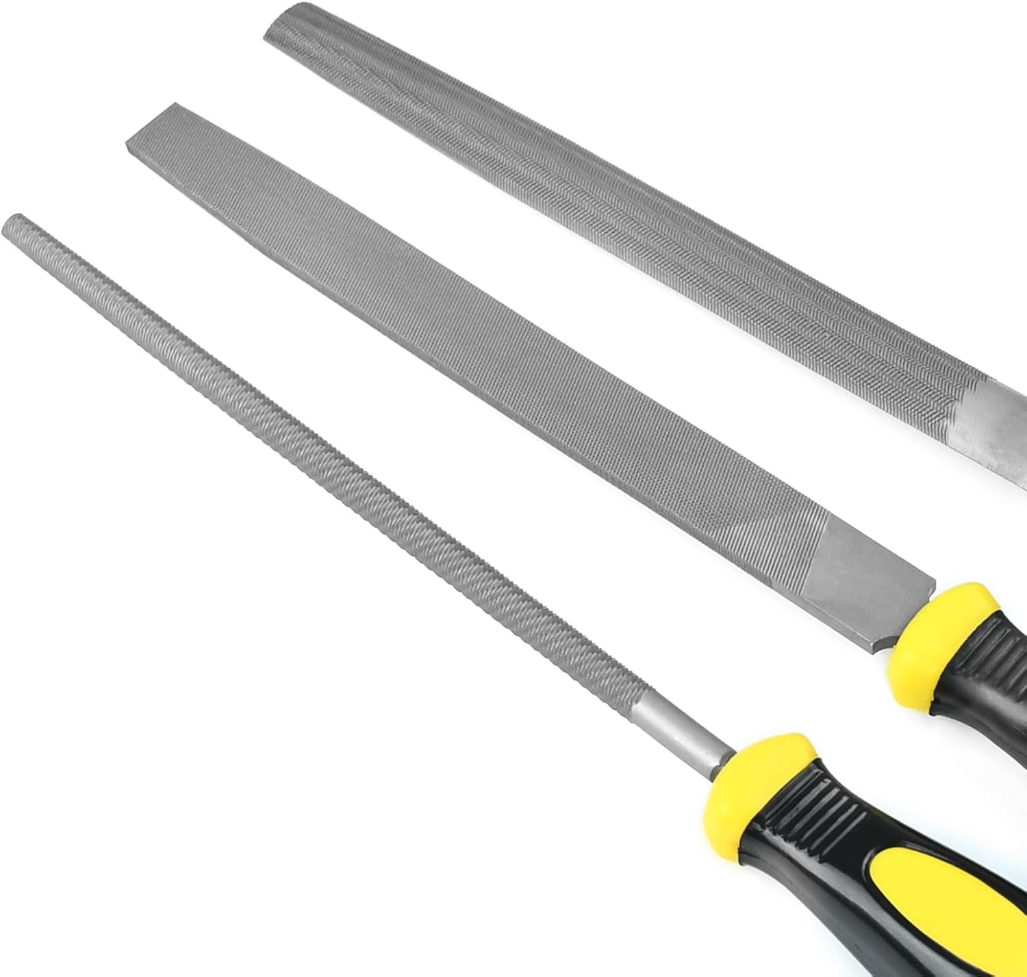 Detalle 2 de TAIANJI metal file set (3 pcs, 8 inch) in carbon steel – flat, half-round and round