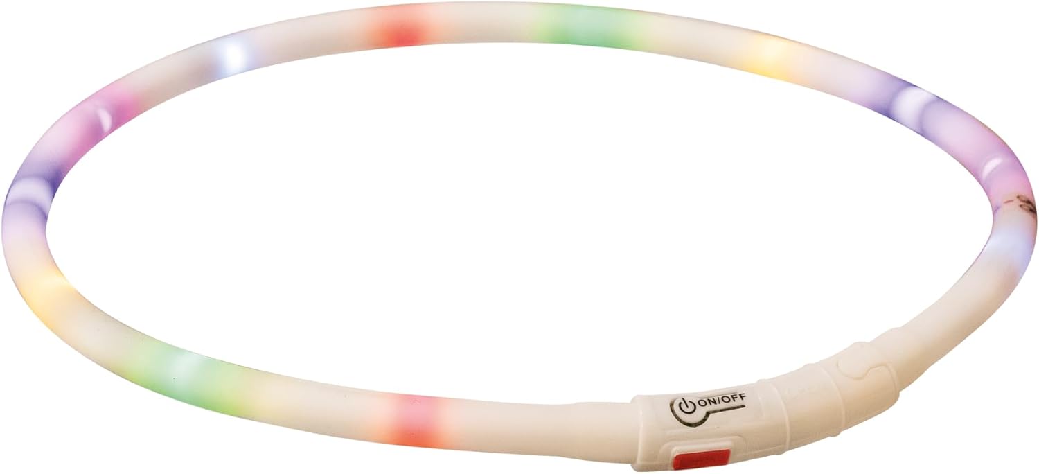 Detalle de TRIXIE 12641 Collare luminoso ricaricabile per cani – LED USB, silicone, XS‑XL, Ø 10 mm, 70 cm