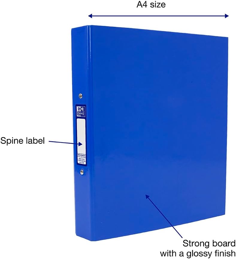 Detalle de Oxford Premium A4 Ring Binder, Blue Single Folder (25mm) with Laminated Paper on Board
