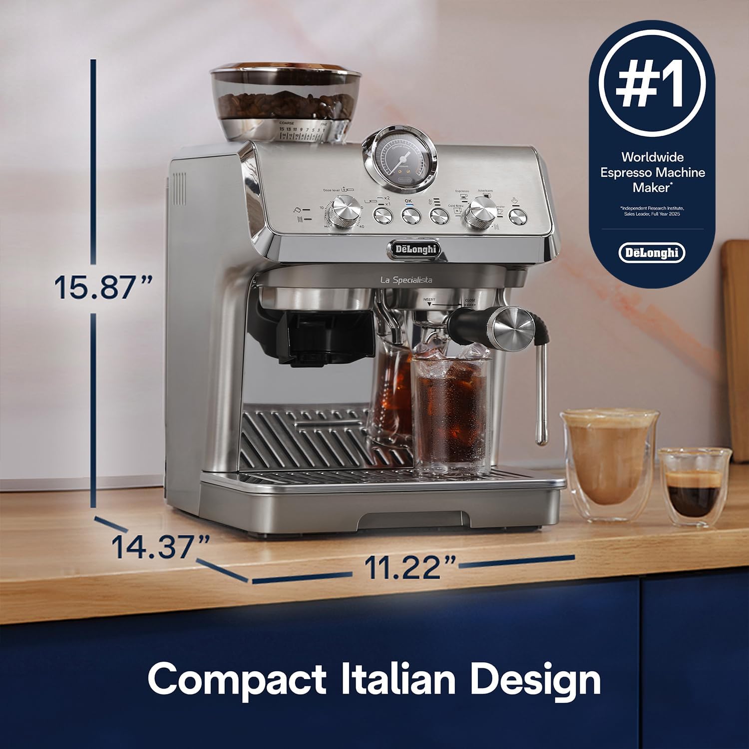 Detalle 2 de De’Longhi espresso machine with built-in grinder