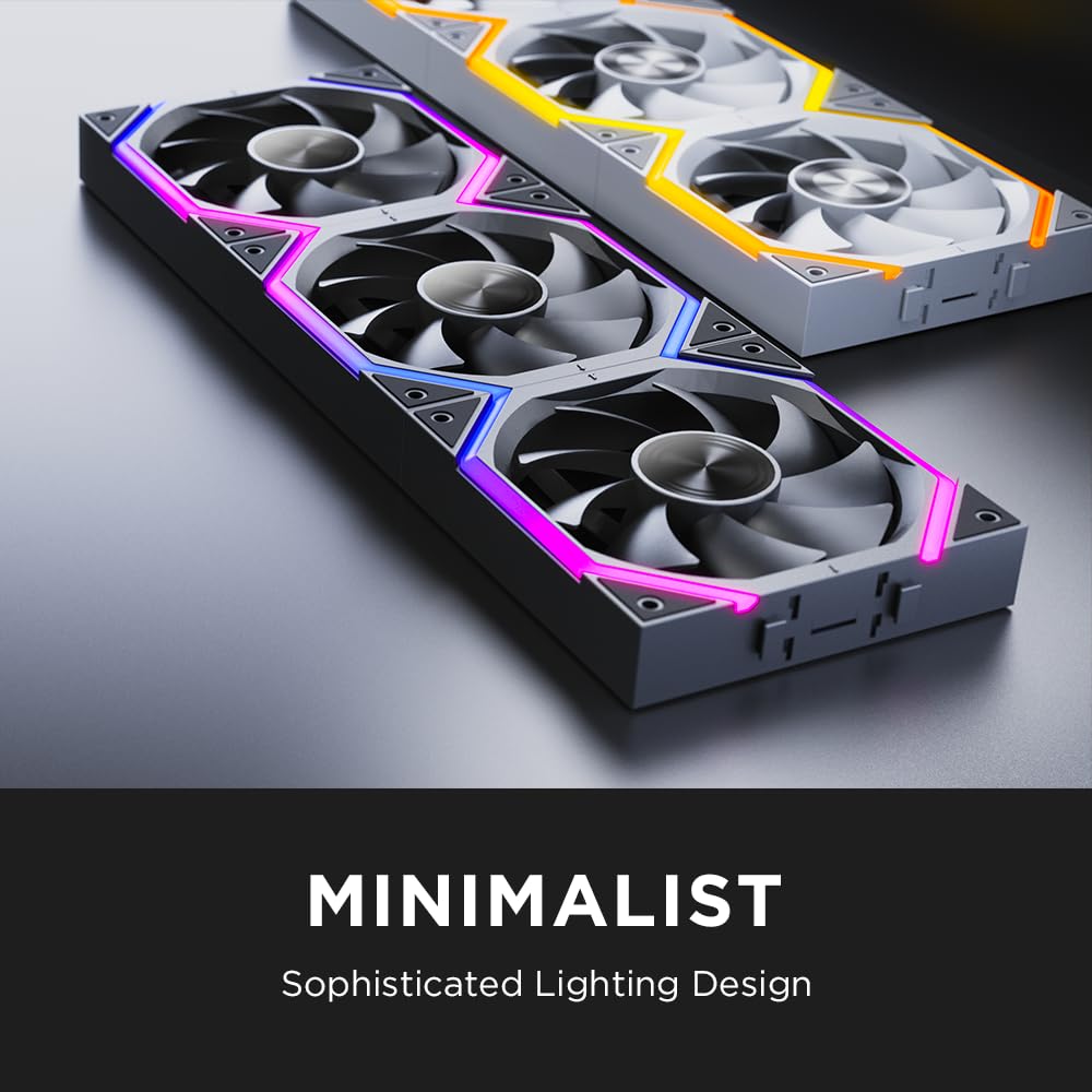 Detalle de Jungle Leopard Build Blocks UNI Daisy Chain RGB PC Fan (3-pack) 120 mm – Reverse, up to 2000 RPM