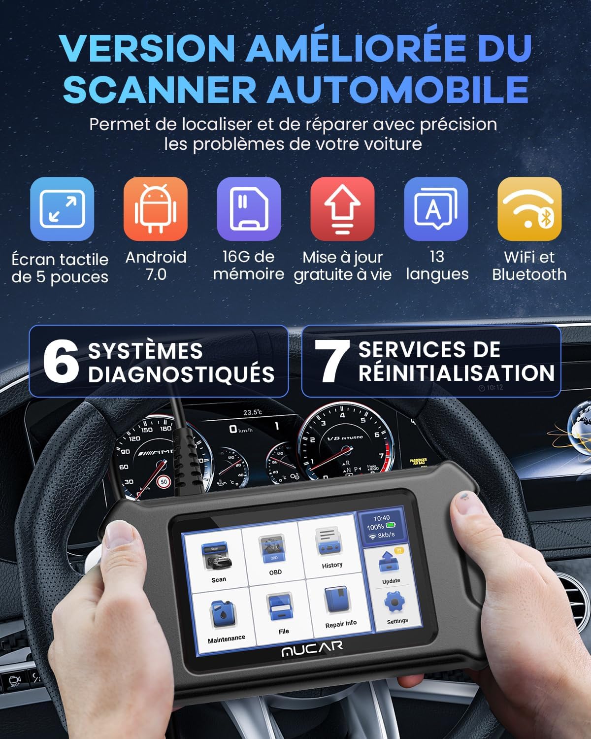 Thumbnail 1 de mucar CS6 Lecteur OBDII Diagnostic Auto