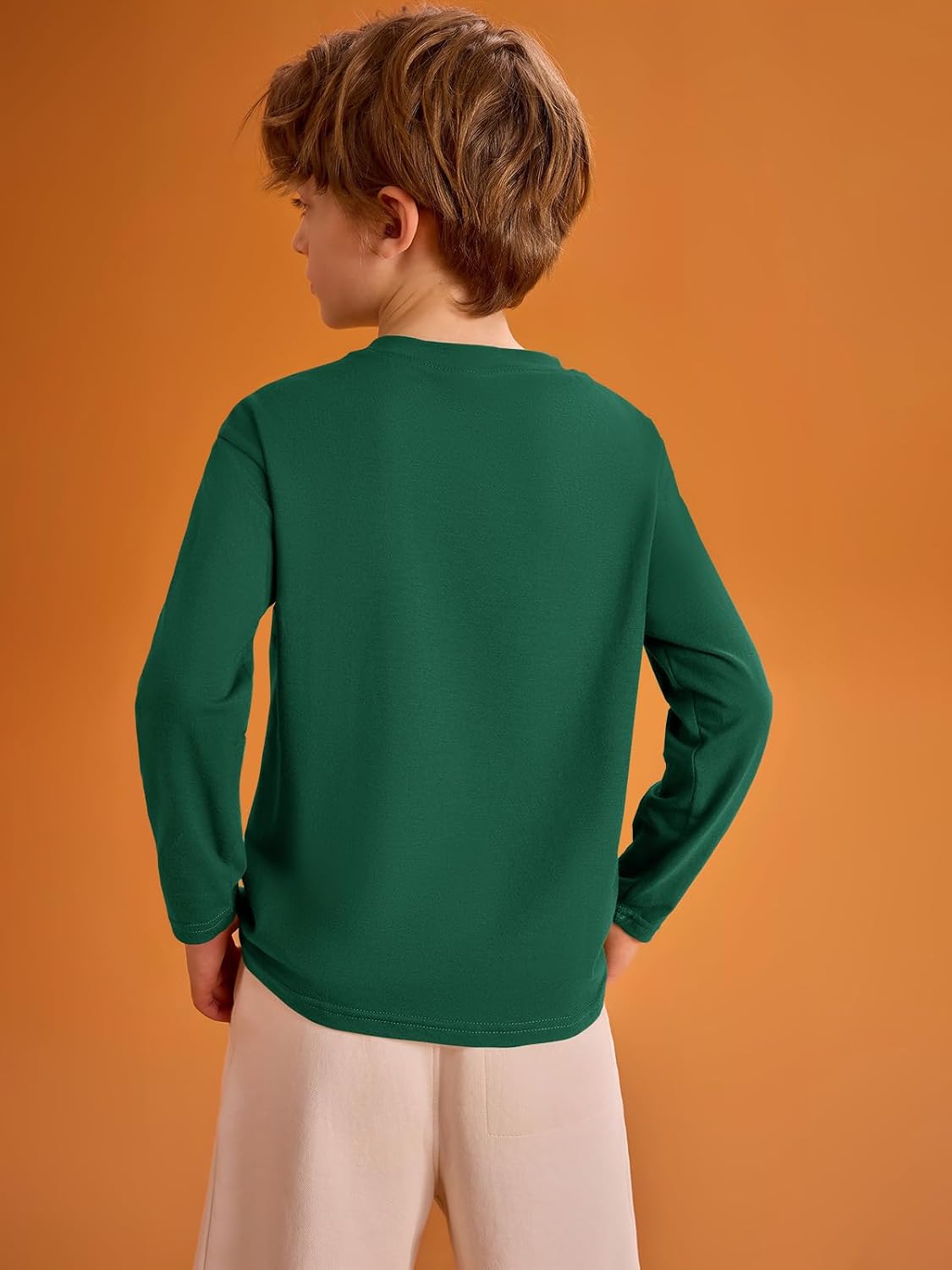 Detalle de Haloumoning T-shirt voor jongens met lange mouwen, effen en ronde hals