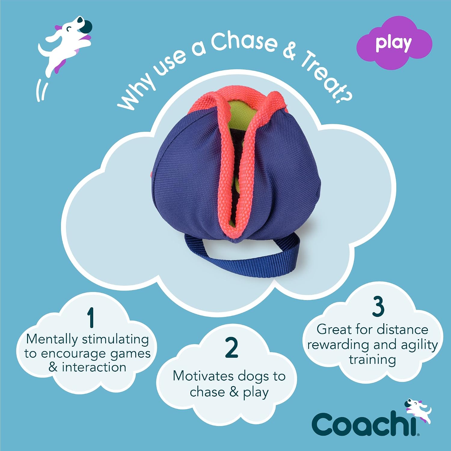 Detalle de Coachi Chase & Treat 犬用おやつトイ|追いかけ遊び・遠隔トレーニング向け