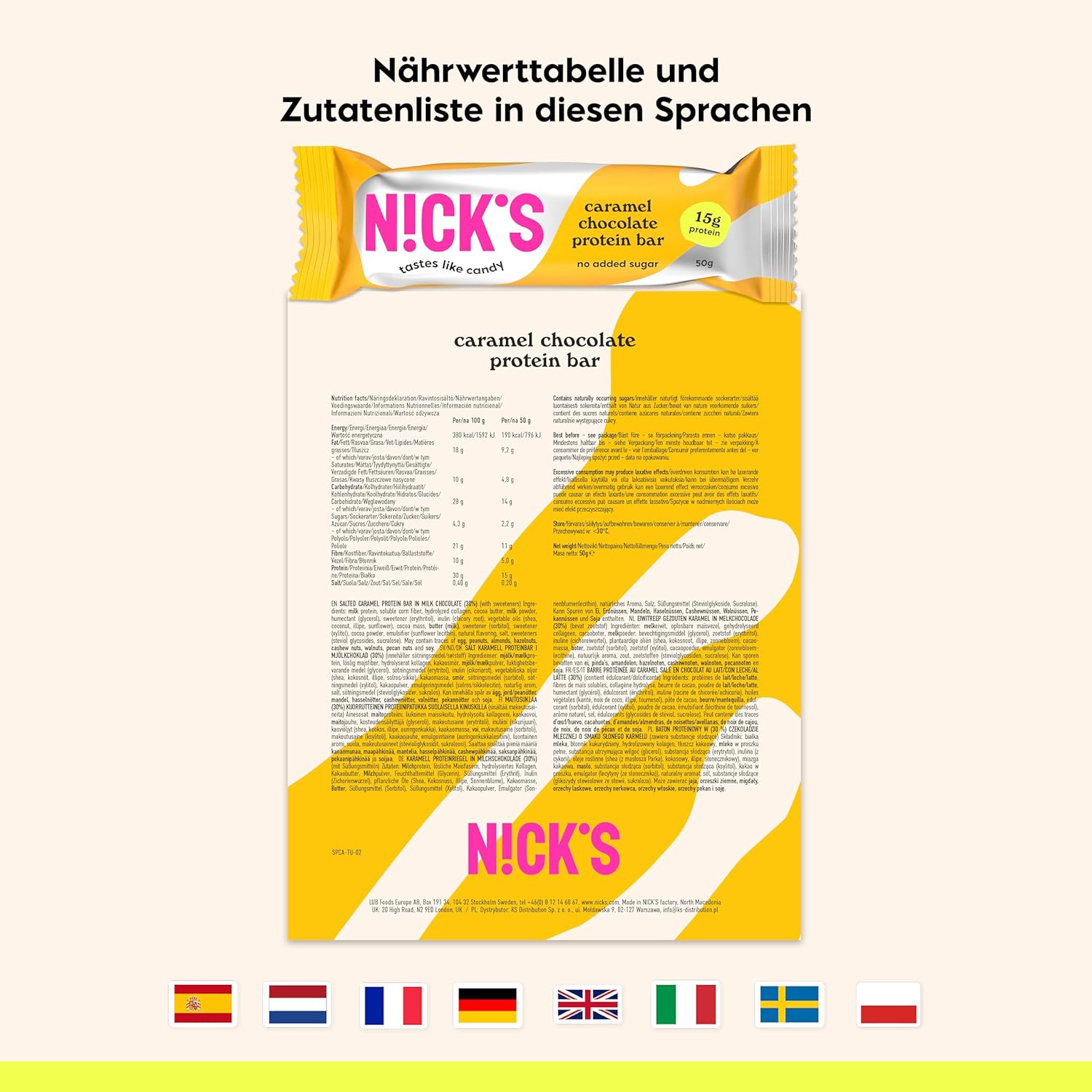 Thumbnail 6 de NICKS Protein Riegel Karamell Schokolade 12×50g 🍫