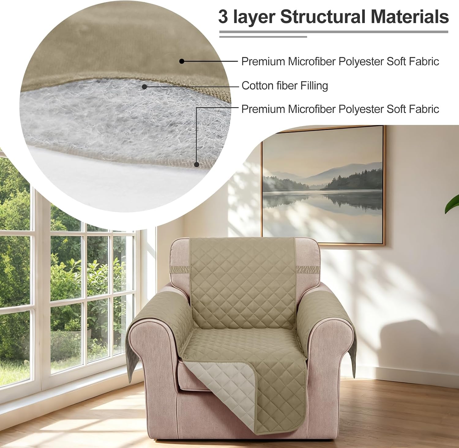 Thumbnail 4 de Luxshare Home Reversible Oversized Sofa Cover — Camel/Beige 🛋