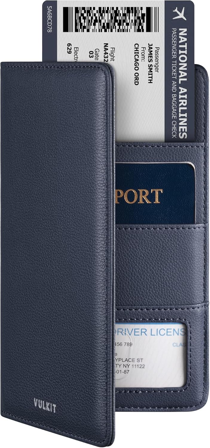 Thumbnail 6 de VULKIT Passport Holder Travel Wallet — Leather RFID-Blocking Travel Organizer