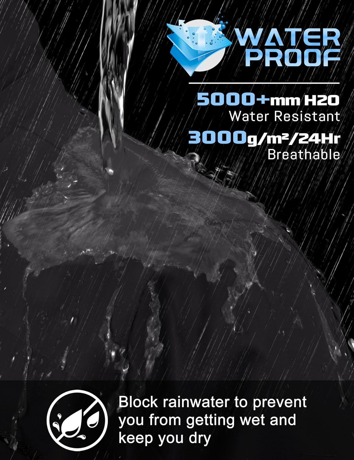 Detalle de TACVASEN Men's Lightweight Hooded Waterproof Softshell Rain Jacket