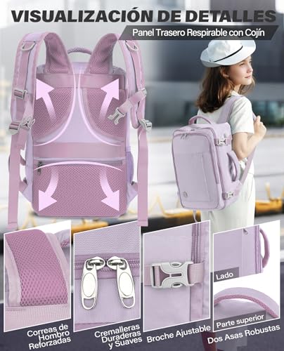 Thumbnail 4 de VANKEV Mochila de Viaje Cabina 40x20x25 cm (20 L) para Ryanair – Púrpura claro