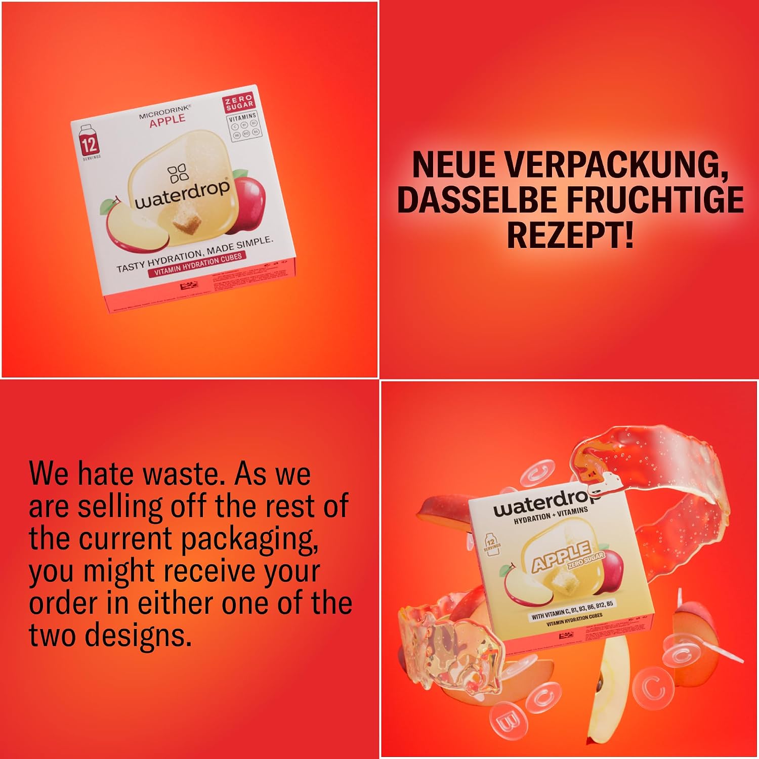 Detalle 2 de waterdrop Apfel & Beeren Mix 48 Würfel 🥤