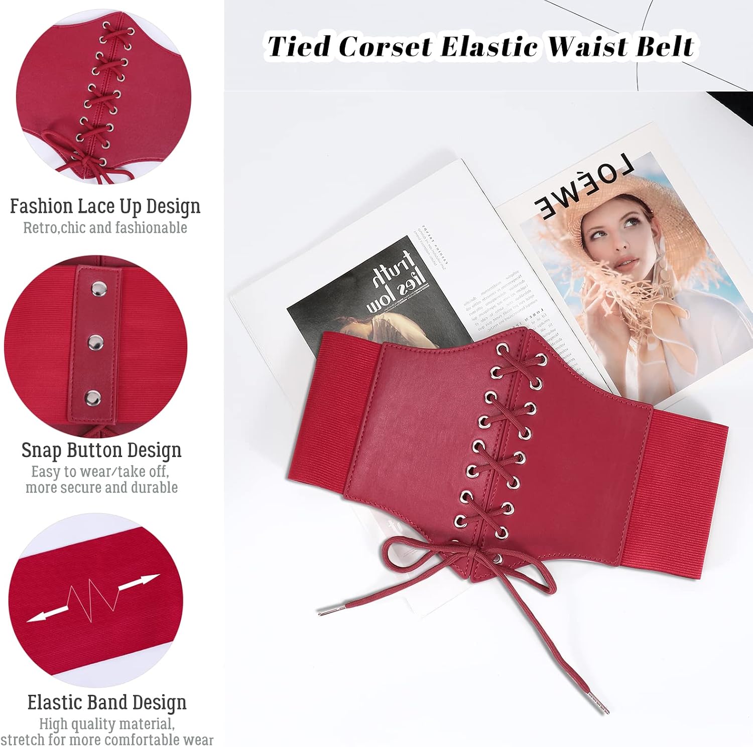 Thumbnail 4 de JASGOOD Women's Corset Belt Faux Leather