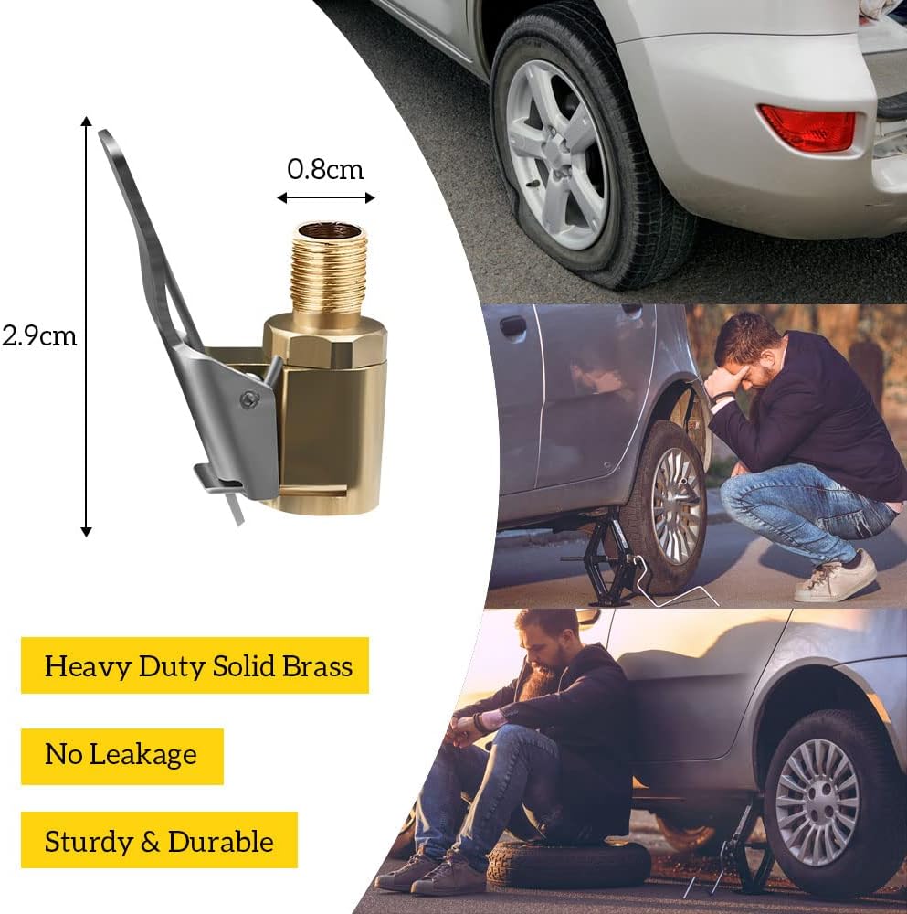 Detalle de URAQT Adaptateur de Valve de Pneumatique pour Voiture, 2pcs – Embout en Laiton et clip de tête de conversion