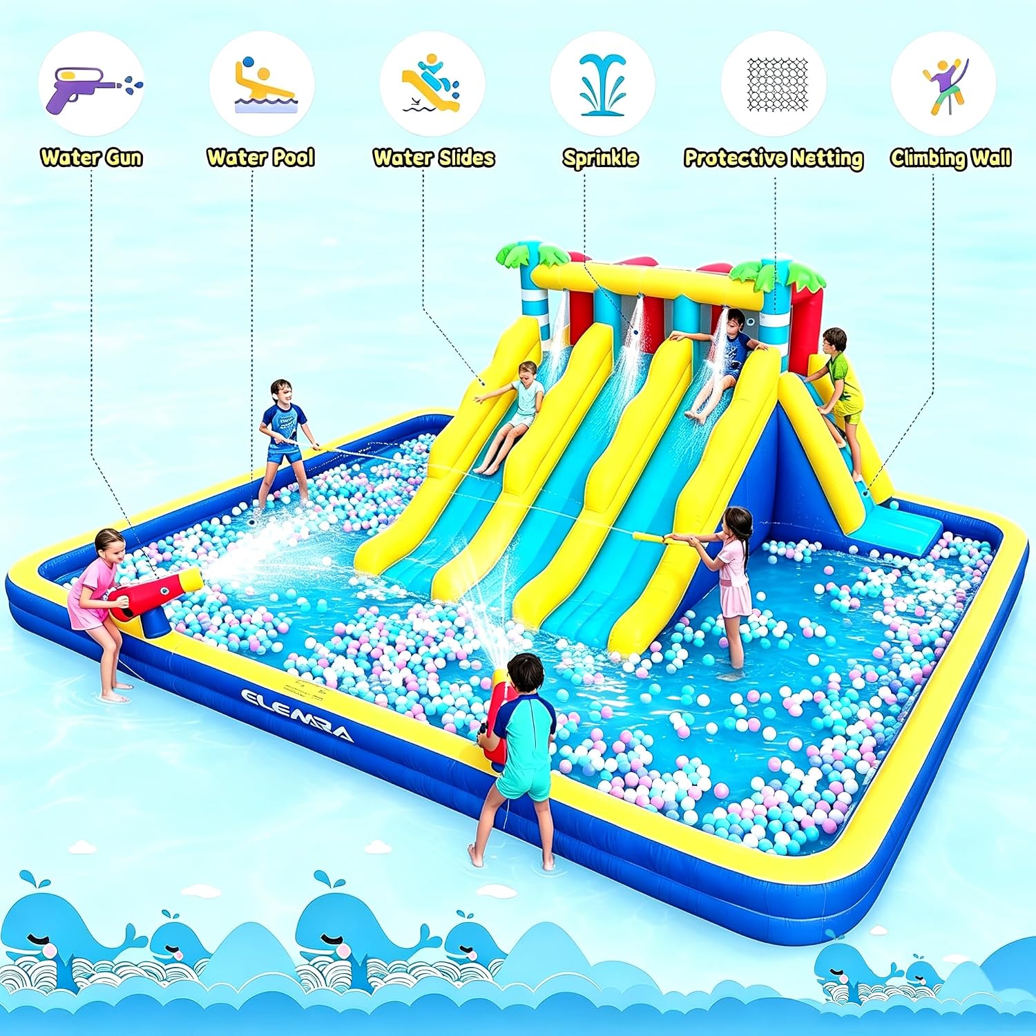 Detalle 1 de ELEMARA Inflatable Water Slide 3 Slides