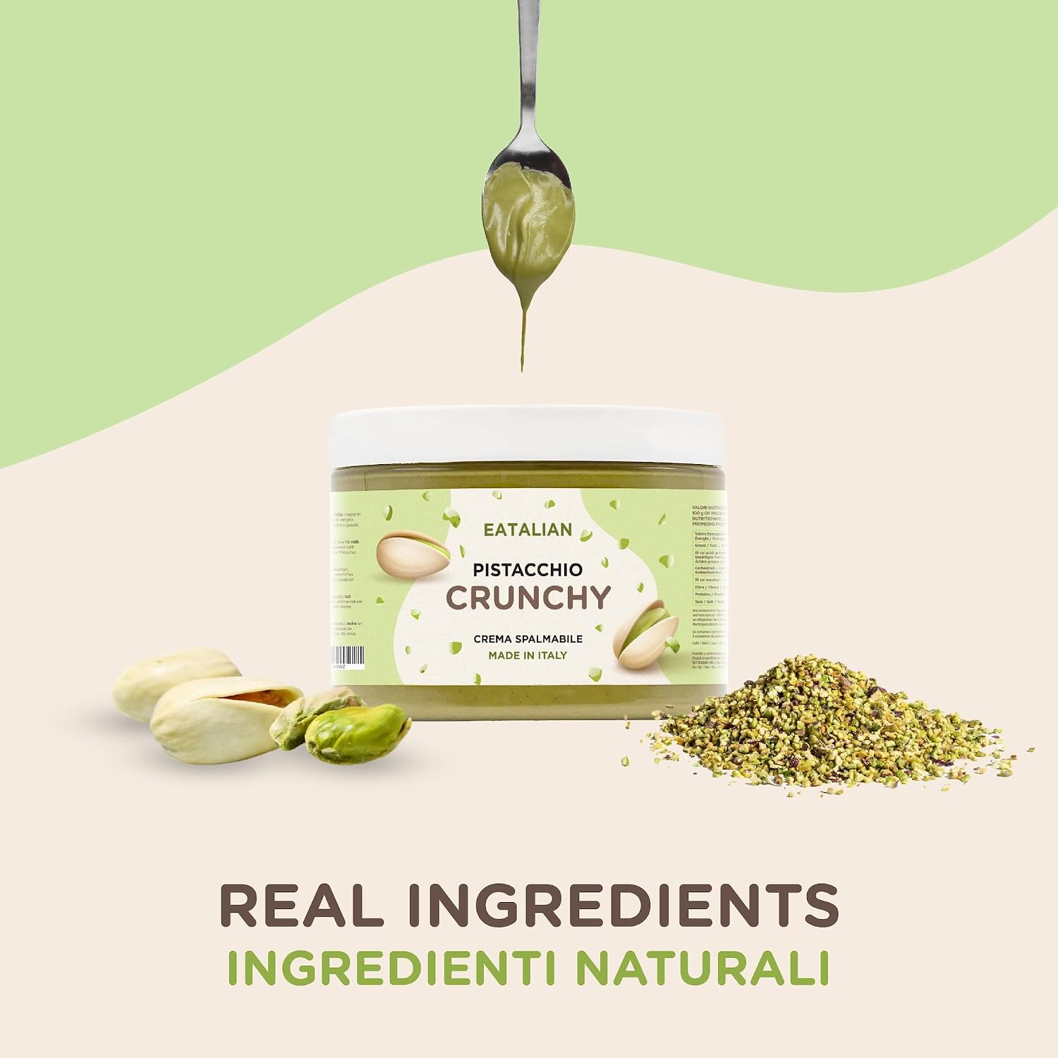 Detalle de EATALIAN by AMZ BETTER Crema de Pistacho Crunchy 500g 🍈