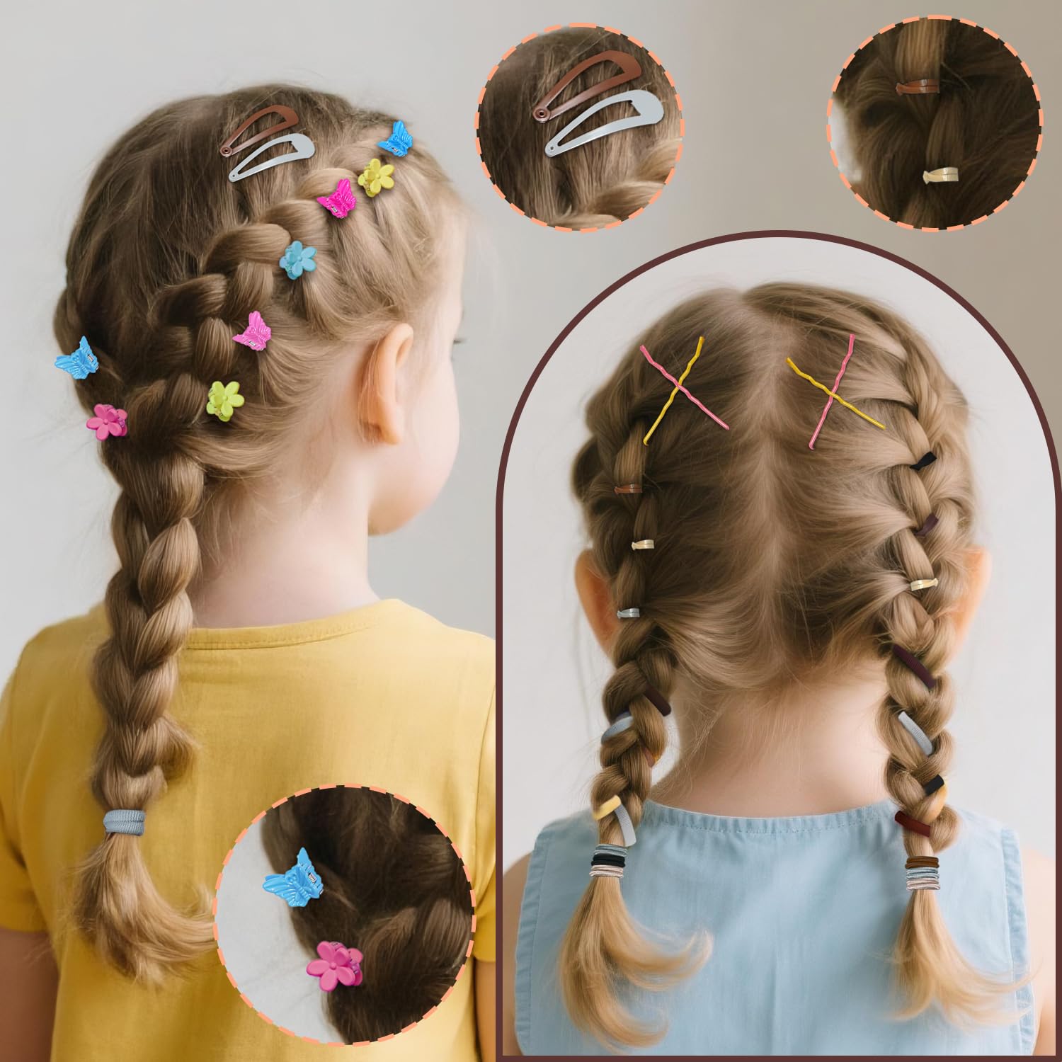 Detalle de TsMADDTs Hair Accessories Set, 6-Color Elastics, Clips and Styling Tools