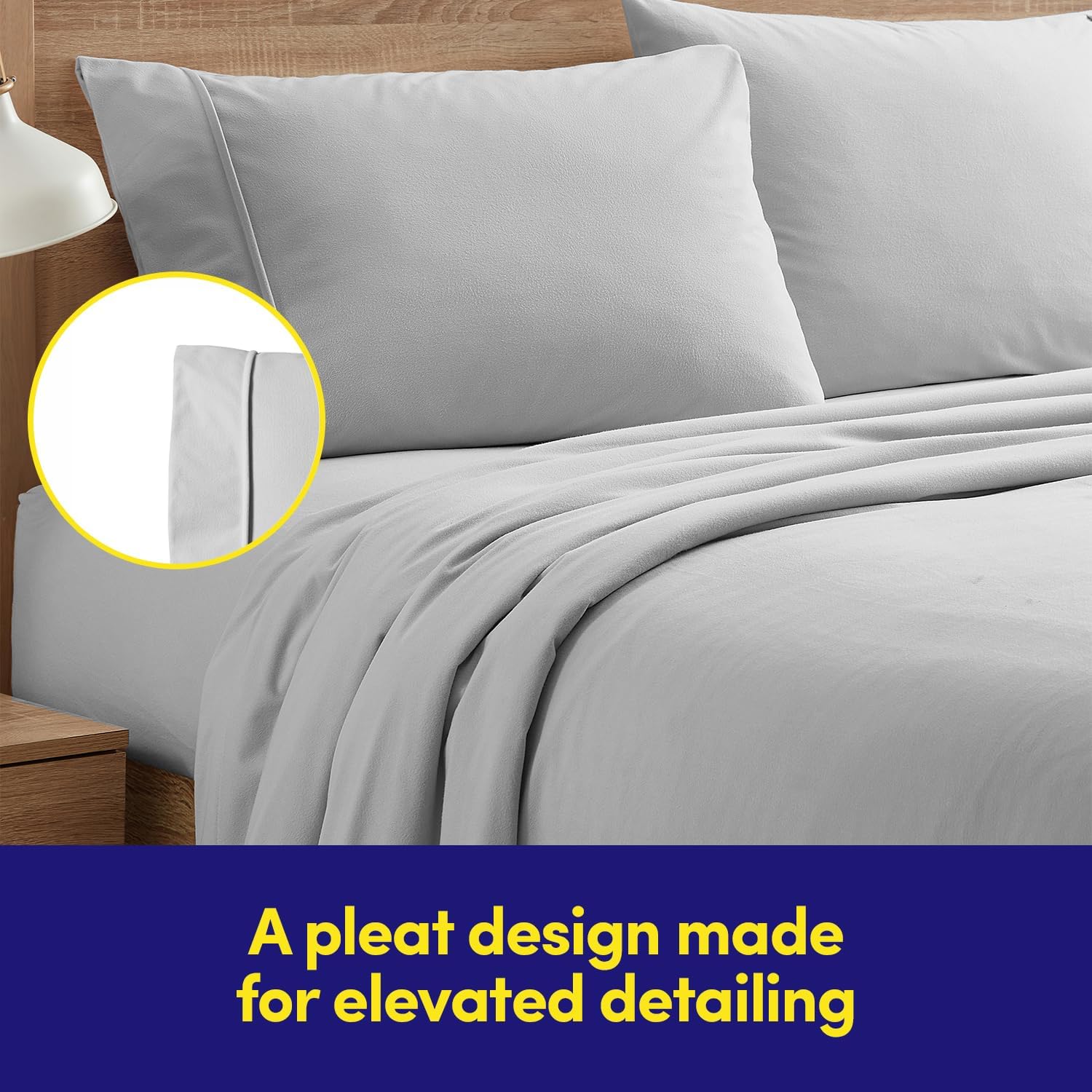 Detalle 2 de Flannel Sheets Queen Size — Warm, Cozy, Deep Pocket Set with Built-In Corner Straps (Silver)