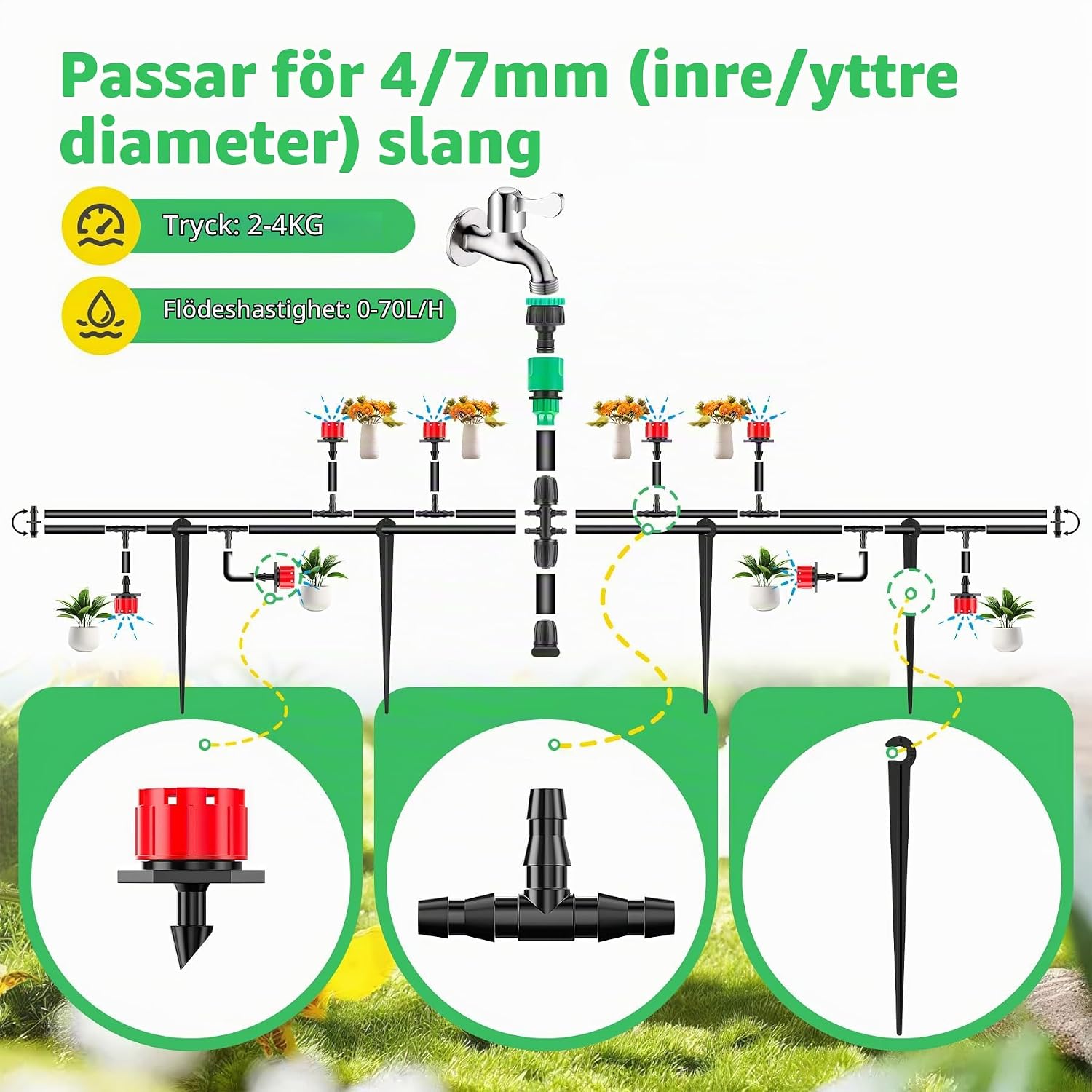 Detalle de Forever Speed 180PCS droppbevattningsset med 60 justerbara droppmunstycken