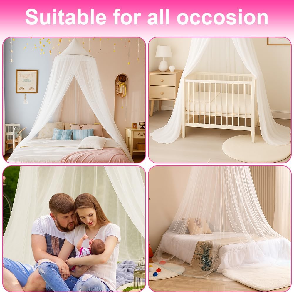 Thumbnail 6 de Vicloon V-YDWZ-WH-FBA Bed Canopy Mosquito Net, White Round Dome