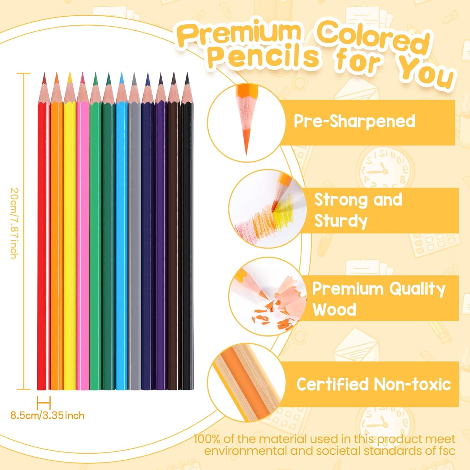 Thumbnail 3 de 240-Pack Colored Pencils Bulk Classroom (12 Colors) with 24 Sharpeners for Kids, Teachers, and Coloring Projects