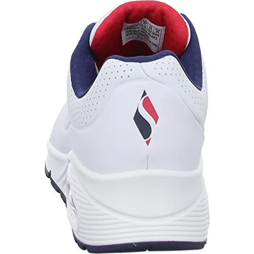 Detalle de Skechers Damen UNO Stand ON AIR Sneaker – WNVR White Durabuck, Navy & Red, Größe 36 EU