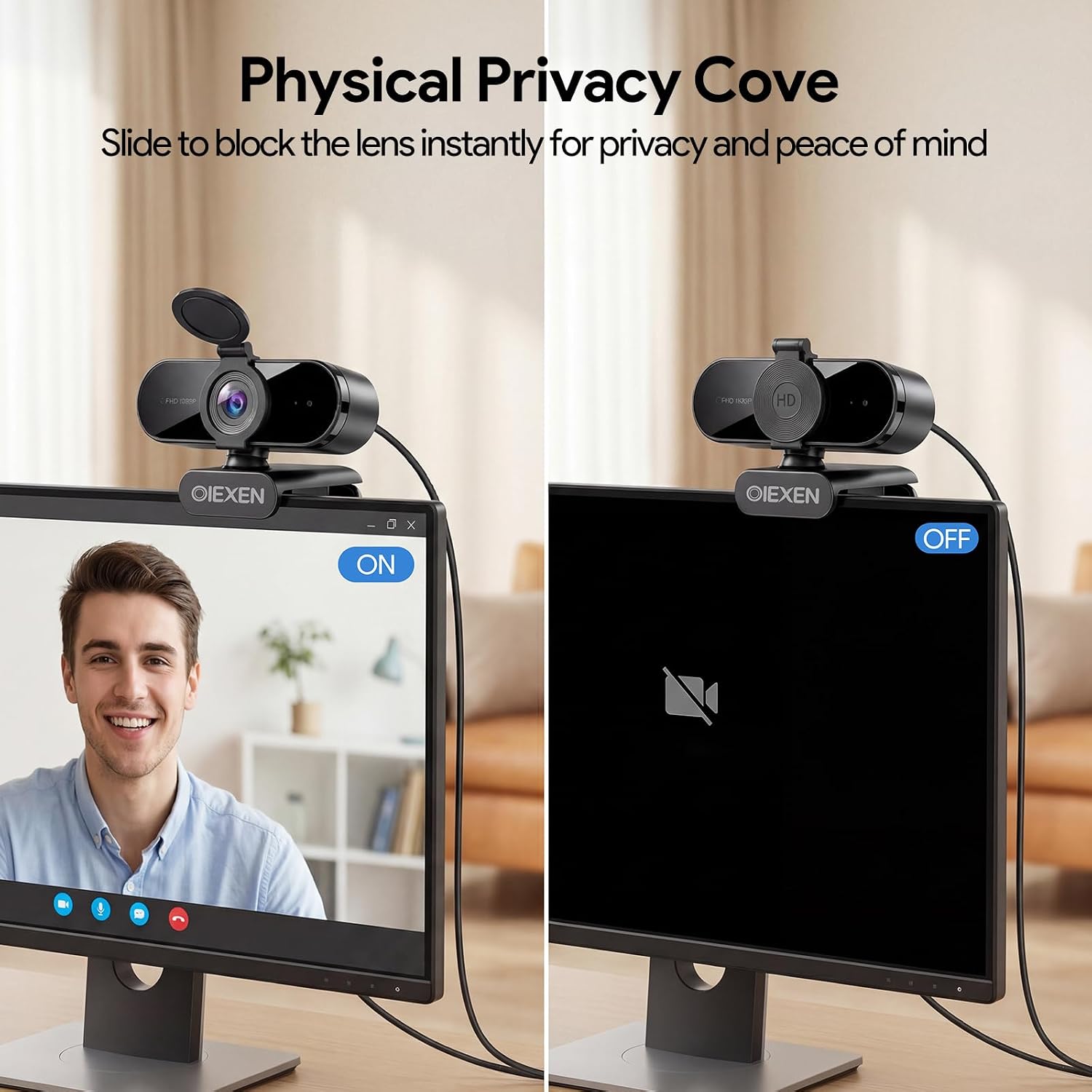 Thumbnail 5 de OIEXEN 1080P Webcam with Microphone and Privacy Cover — Plug & Play for UK Home Offices