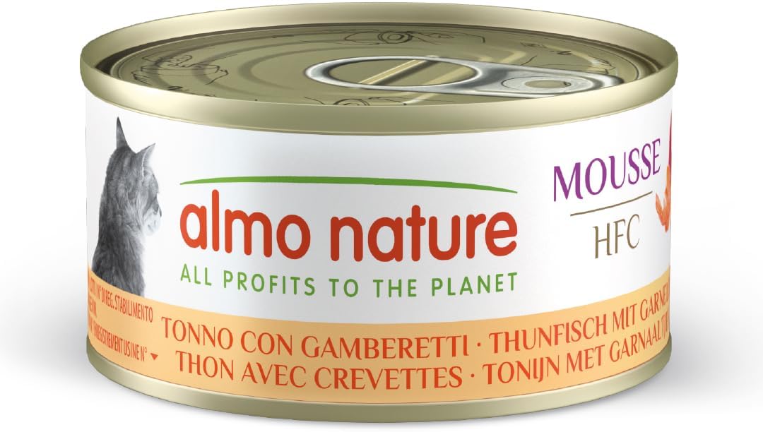 Almo Nature HFC Mousse per gatti: tonno con gamberetti in formato 70 g (confezione da 24)