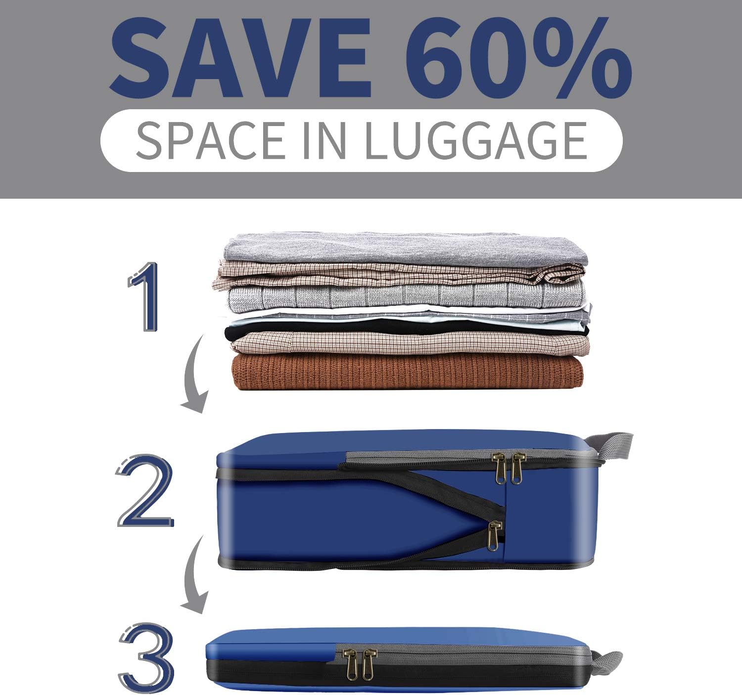 Thumbnail 3 de Eono Compression Packing Cubes Set (3/4/6) – Travel Organisers for Luggage, Backpack, and Gym