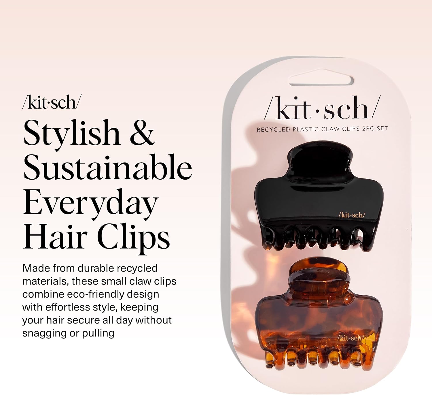 Detalle 2 de Kitsch Medium Claw Clips, 2-Piece Black and Tortoiseshell Set