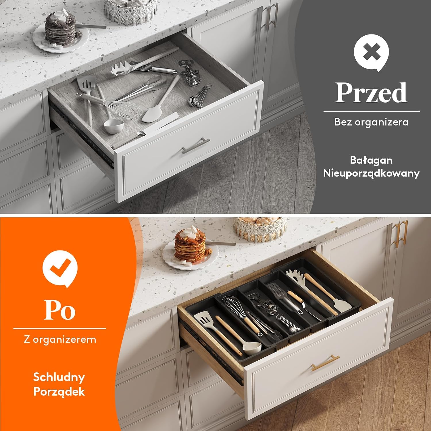 Detalle de Lifewit LH23077.01BL.V1.M01 – rozszerzany organizer do szuflady, 5 przegród, czarny