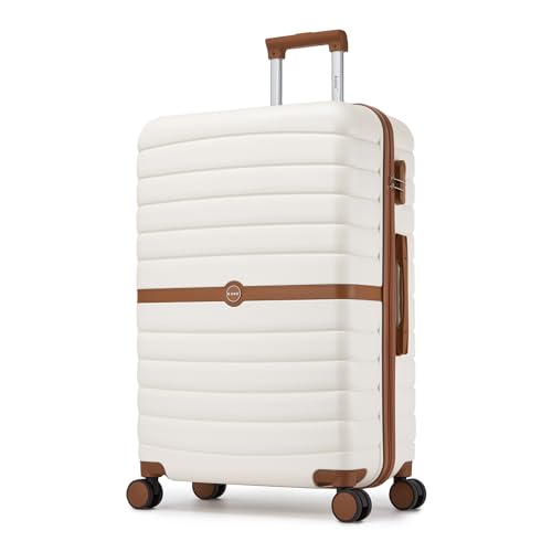 Detalle de Kono Large Hard Shell Suitcase (28-Inch) – Lightweight ABS+PC, White