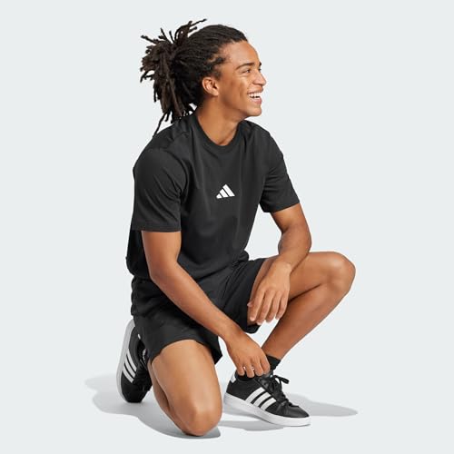 Detalle de adidas Hombre Essentials Small Logo Jersey Shirt (Negro/Blanco, L)