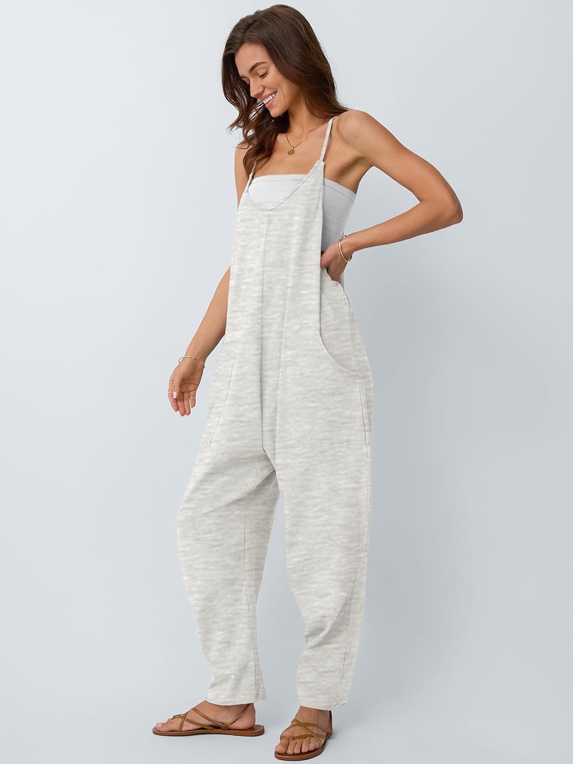 Detalle de AUTOMET Women’s Jumpsuits Casual Summer Romper – 95% Cotton, 5% Spandex