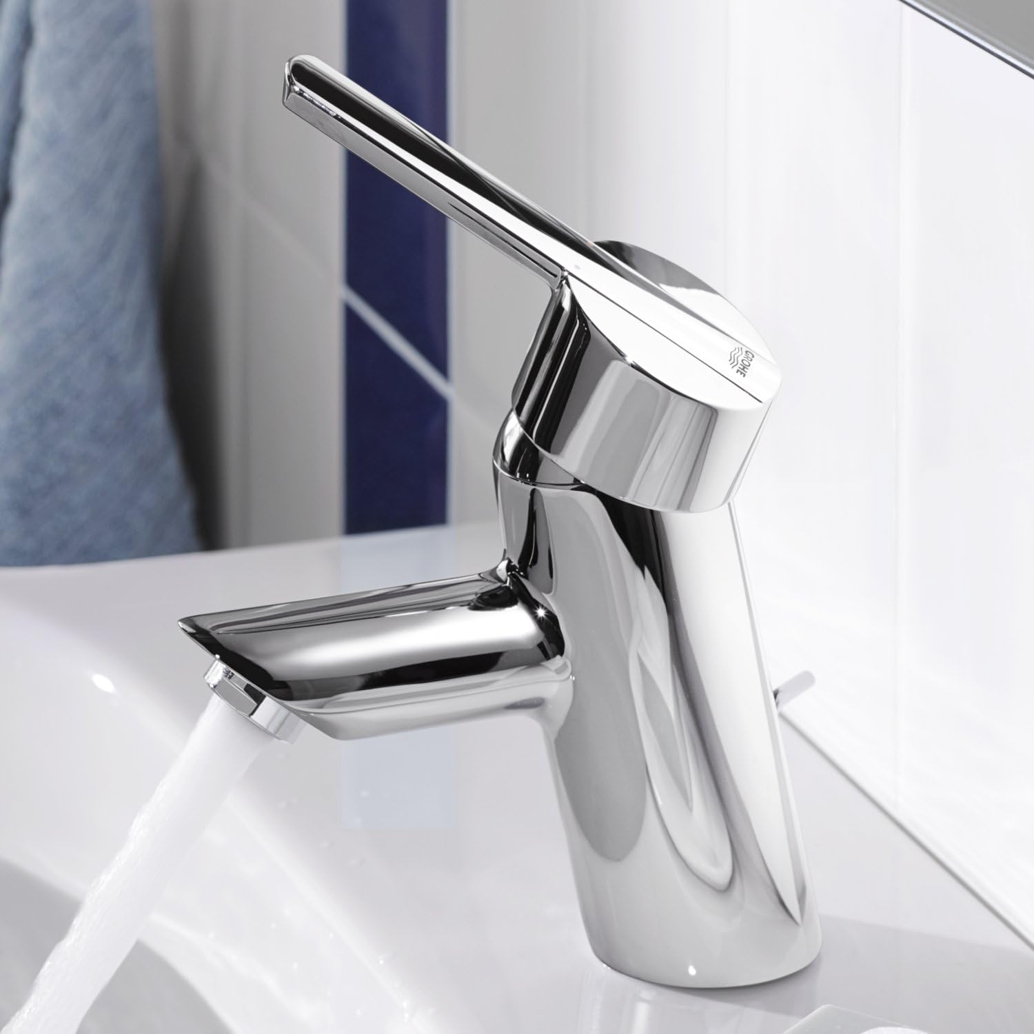 Thumbnail 1 de GROHE Robinet de salle de bains lavabo Feel – tirette, bonde clic clac incluse, mousseur économique, chrome