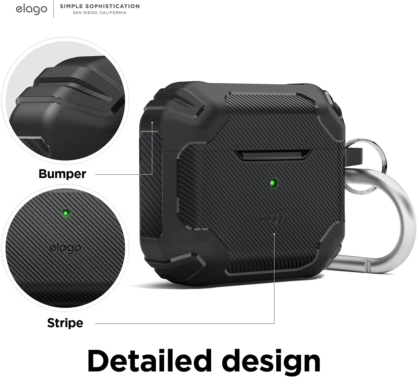 Thumbnail 2 de elago Coque Solid Armor antichoc en TPU pour étui de recharge AirPods 3 (noir)